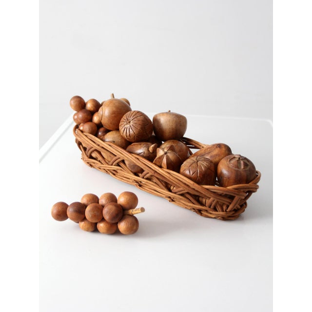 Mid-Century Carved Wood Fruit Set For Sale - Image 9 of 10