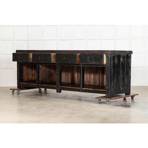 English Monumental Ebonised Pine Worktable, 1900s For Sale - Image 6 of 14