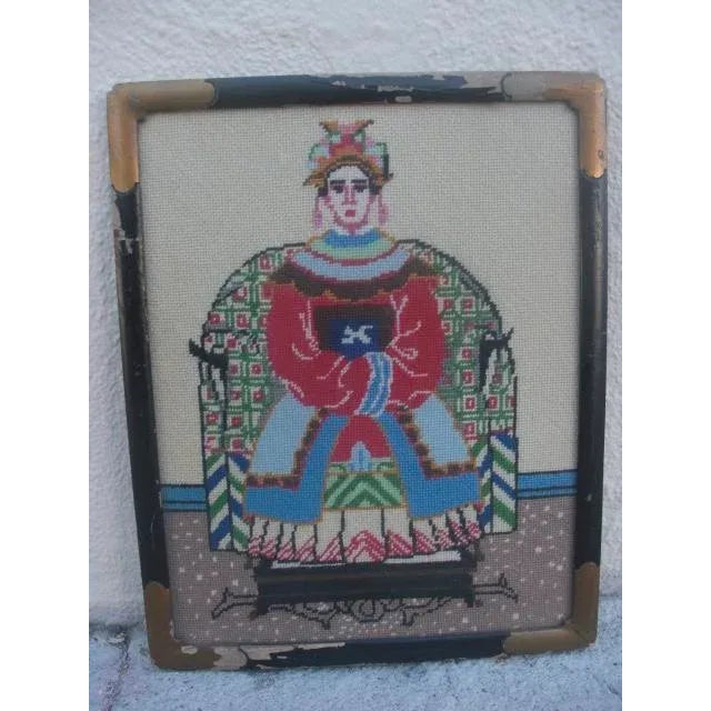 Vintage Emperor and Empress Needlepoints - a Pair For Sale - Image 4 of 12