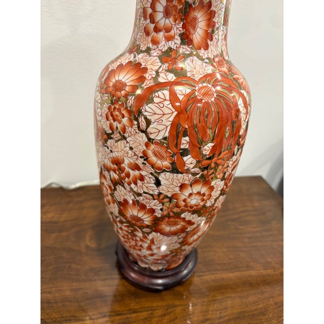 1960s Mid 20th Century Chinese Export Mille Fleur Lamp Burnt Orange and Gold For Sale - Image 5 of 5