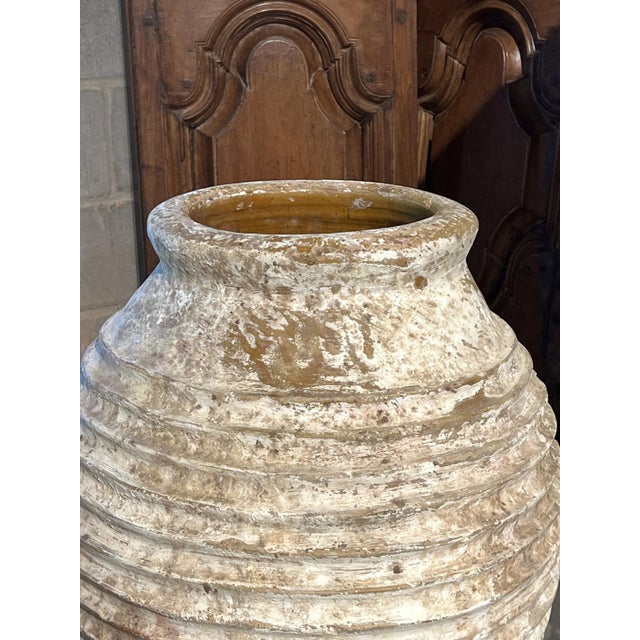 White Antique White Patinated Terra Cotta Grain Pot From Greece For Sale - Image 8 of 8