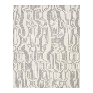 Modern Organic Wave Hand-Tufted Wool Rug – Neutral Ivory & Grey Abstract 8x10