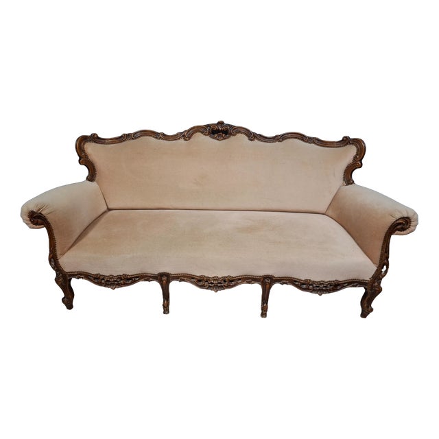 20th Century Louis XV Carved Walnut Sofa For Sale