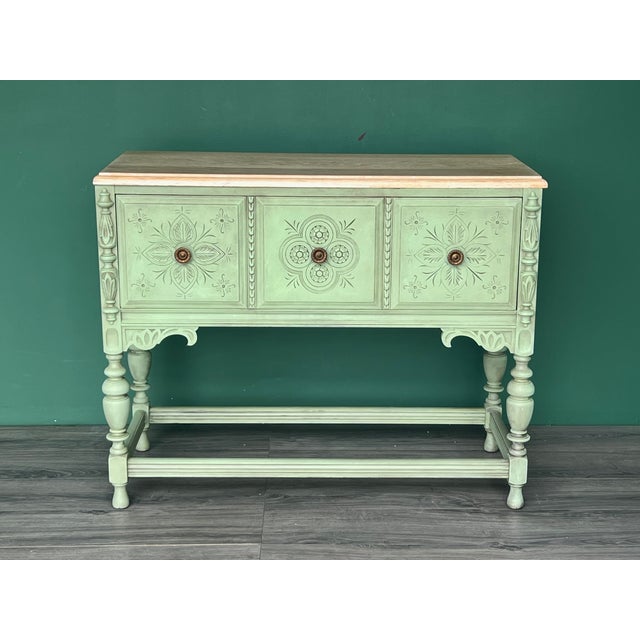 1940s Spanish Style Oak Console Cabinet For Sale - Image 12 of 12