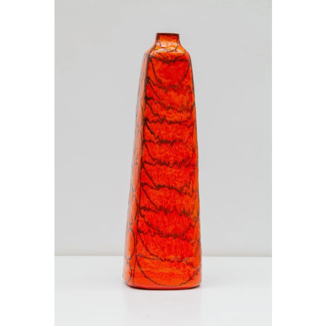 Large Orange Floor Vase from Ceramica Artistica Torviscosa, Italy, 1960s For Sale - Image 3 of 8
