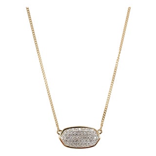 Kendra Scott Elisa 14k Yellow Gold 0.39ct Pave Diamond Pendant Necklace For Sale