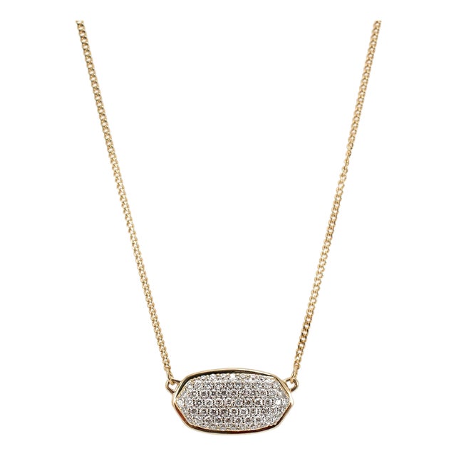 Kendra Scott Elisa 14k Yellow Gold 0.39ct Pave Diamond Pendant Necklace For Sale