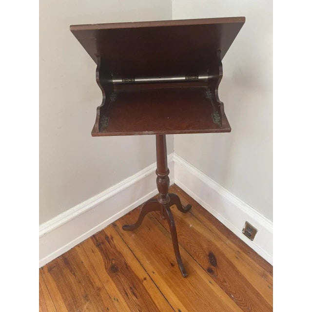 Mid 20th Century Mid 20th Century Queen Anne Style Mahogany Bookstand on Turned Pedestal Base For Sale - Image 5 of 9