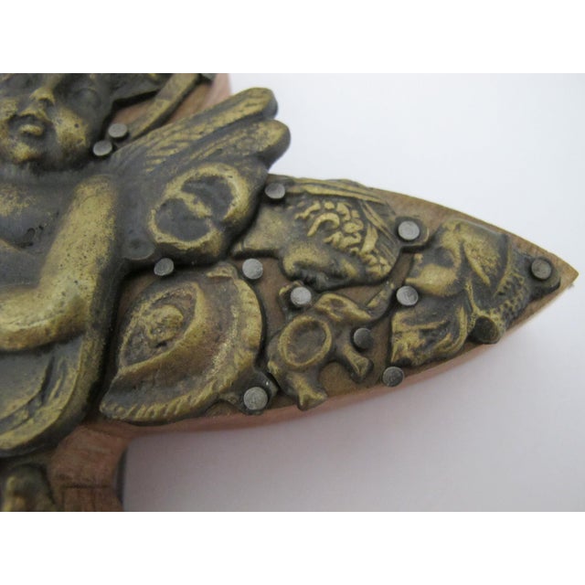 Mexican Mexican Milagros Wood Folk Art Cross With Cherub Guardian Angel & Charms For Sale - Image 3 of 8