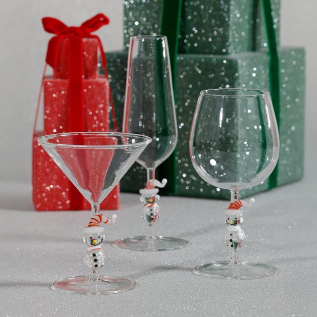 Snowman Sips Wine Glasses, Set of 4 For Sale - Image 4 of 4