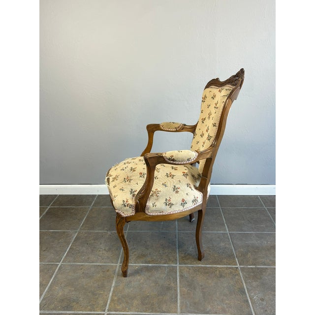French Late 19th Century Walnut Louis XV Armchair Frame For Sale - Image 3 of 8
