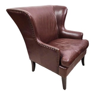 Leather Wingback Lounge Chair by DeCoro For Sale