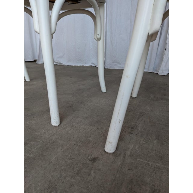 Vintage White Bentwood Dining Chairs with Blue Fabric Seats, 1970s, Set of 4 For Sale - Image 17 of 18