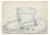 1943 drawing by Devon artist William Wood of the spade and flower pots of a gardener. Signed lower left. Combined shipping...