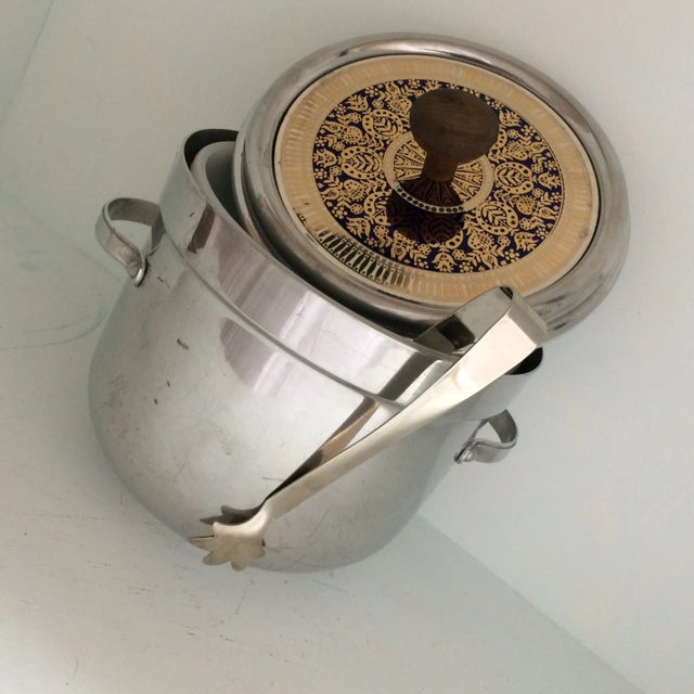 Buenilum 24k Ceramic Top Polished Aluminum Ice Bucket With Tongs For Sale - Image 10 of 11