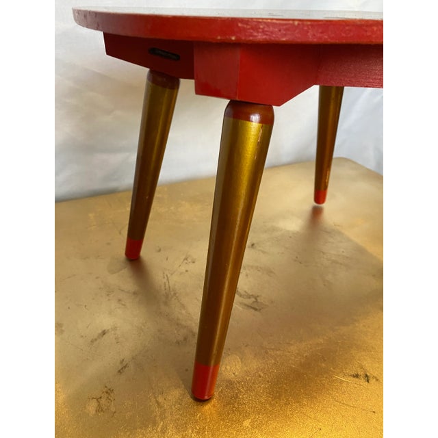 1950s Hand Painted Gilded Wooden Stool For Sale - Image 4 of 8