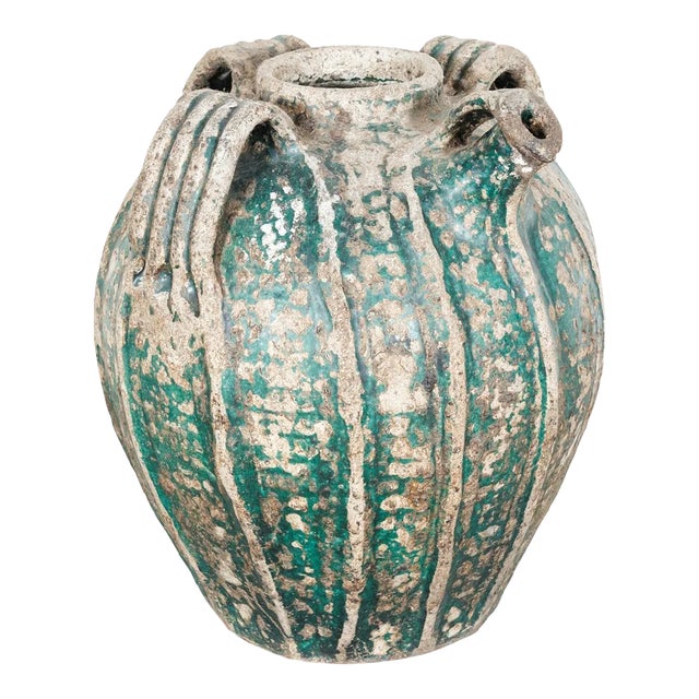 Rare 18th Century French Glazed Terracotta Cruche Du Quercy or Walnut Oil Jug For Sale