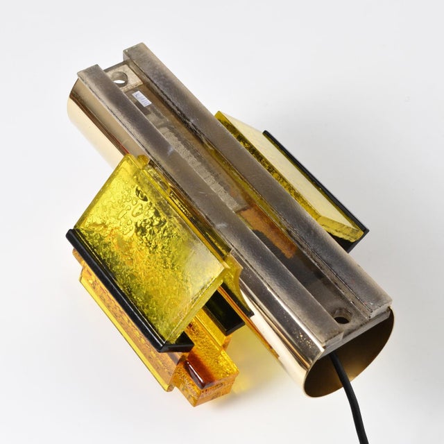 Danish Yellow Acrylic Wall Lamp by Claus Bolby for Cebo Industri, 1970s For Sale - Image 6 of 10