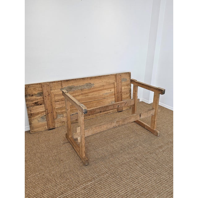 Beige Antique European Pine Trestle Farmhouse Dining Table - Circa 1880 For Sale - Image 8 of 12