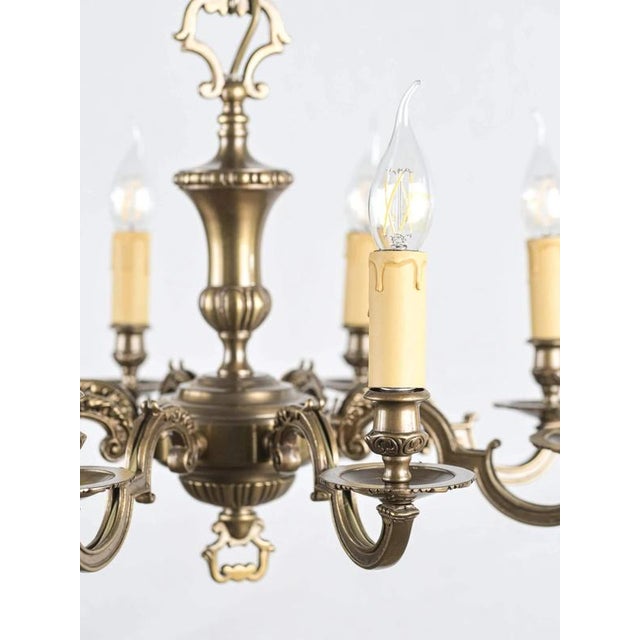 Low Brass 8-Arm Chandelier For Sale - Image 4 of 7