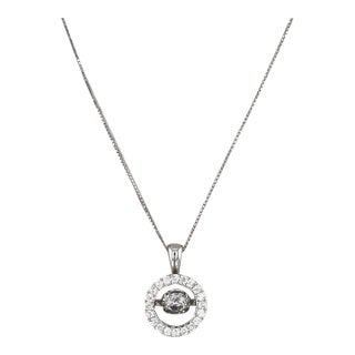 0.83ctw Floating Diamond Halo Pendant Necklace 14k White Gold 18.75" Box Chain For Sale