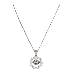 0.83ctw Floating Diamond Halo Pendant Necklace 14k White Gold 18.75" Box Chain