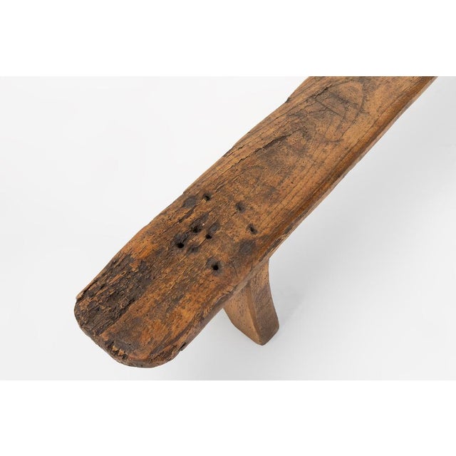Brown Decorative Wooden Low Bench, France, 1850s For Sale - Image 8 of 12