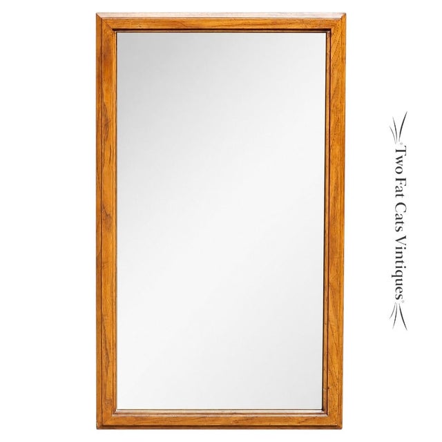 Mid-Century Modern Drexel "Consensus" Collection | Solid Pecan Wood Wall Mirror | Large 45.5 X 25.5 | Mid Century Modern | Vintage For Sale - Image 3 of 10