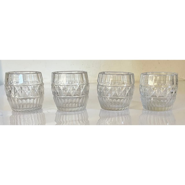 Glass Antique English George III Anglo Irish Diamond Cut Crystal Whisky Shot Glasses - Set of 4 For Sale - Image 7 of 16