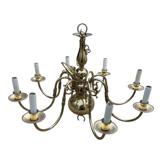 1980's Custom Made Solid Brass Chandelier For Sale