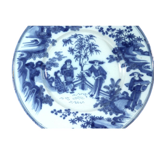Blue 17th-Century Dutch Delft Large Underglaze Blue Chinoiserie Salad Dish For Sale - Image 8 of 10