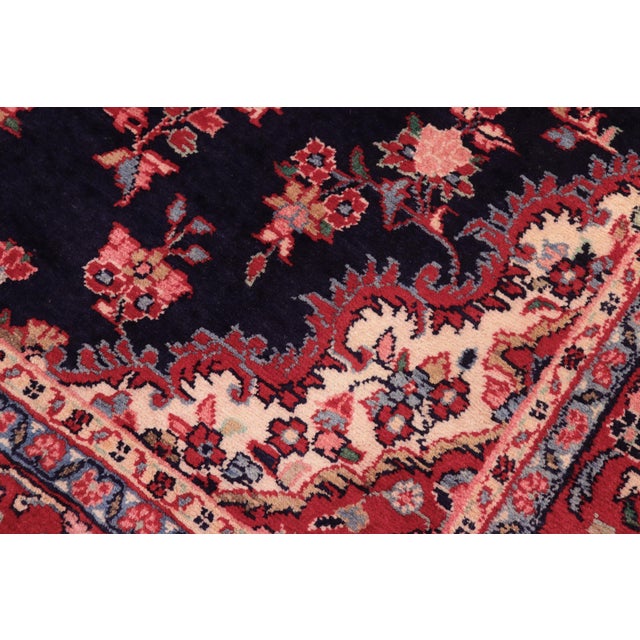 Shabby Chic Persian Tabriz Blue/Red Wool Rug - 7'1'' X 9'10'' For Sale - Image 4 of 10