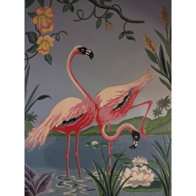 Pink 1970s Vintage Painting of Vibrant Pink Flamingos, Framed For Sale - Image 8 of 8