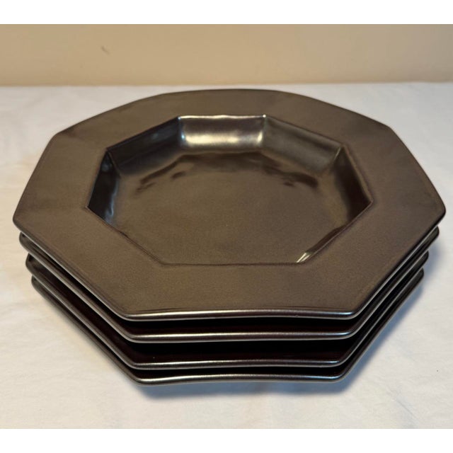 Set of 4 Juliska Stoneware Pewter 10” Octagonal Soup/Pasta Bowls For Sale - Image 4 of 9