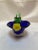 Late 20th Century Vintage Cobalt Blue Murano Glass Basket With Yellow Applied Flowers For Sale - Image 4 of 5