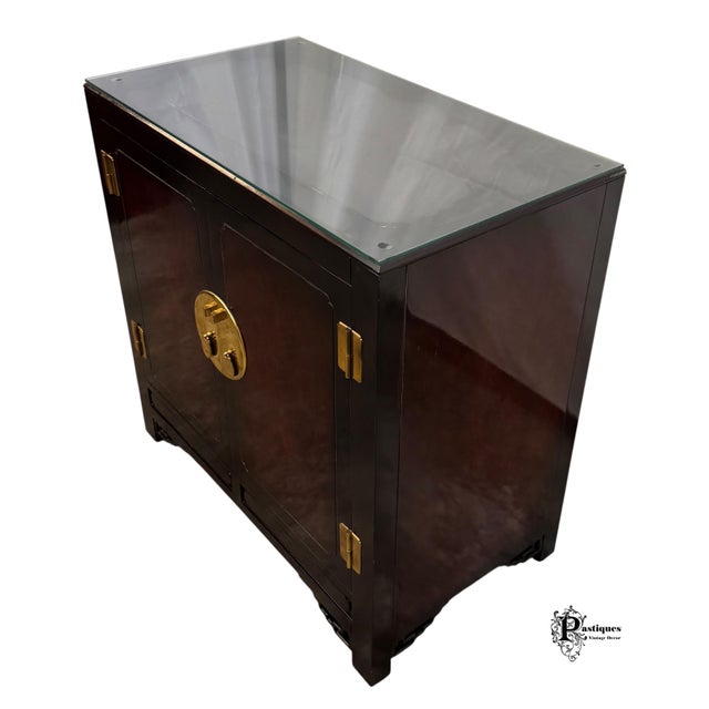 White Furniture Vintage White Furniture Chinoiserie Style Burl Wood & Lacquer Storage Cabinet / Nightstand For Sale - Image 4 of 11