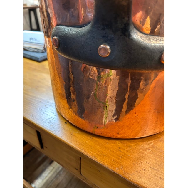 French Country Very Large Antique E Cooper & Sons Copper Pot For Sale - Image 3 of 15