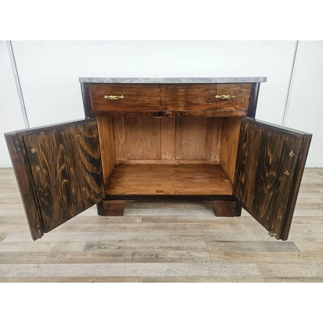 Art Deco Sideboard in Mahogany Feather with Marble Top and Brass Handles, 1940 For Sale - Image 13 of 18