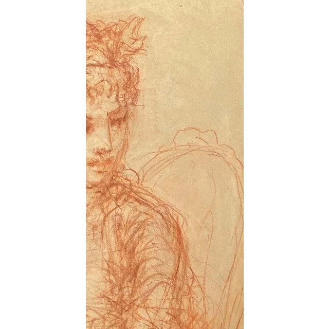 Napoleon I Era Artist, Portrait of a Woman, Early 19th Century, Sanguine For Sale - Image 6 of 7