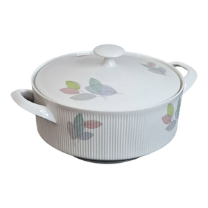 Early 20th Century Arzberg Germany Bone China Casserole Dish With Lid Arz3415 Athena Leaves