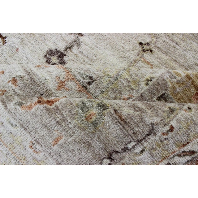 Keivan Woven Arts Large Angora Turkish Oushak Rug With Floral Motifs in Neutral Tones For Sale - Image 10 of 11