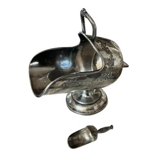 Late 19th Century Monogramed "E B" Antique Quadruple Plate Sugar Scuttle For Sale