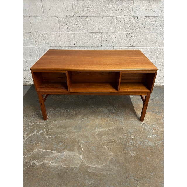 Danish Teak Mid Century Modern Desk With Bookshelf Back 1960s For Sale - Image 4 of 9