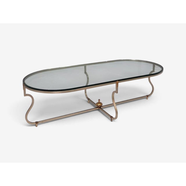 1950s Tommi Parzinger, Unique Coffee Table, Brushed Steel, Glass, Usa, 1950s For Sale - Image 5 of 12