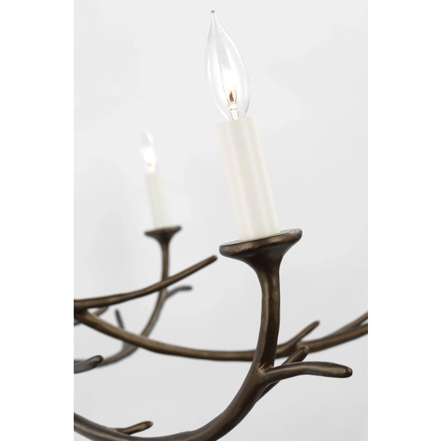 Transitional Julie Neill for Visual Comfort Signature Iberia Large Chandelier in Antique Bronze Leaf For Sale - Image 3 of 7