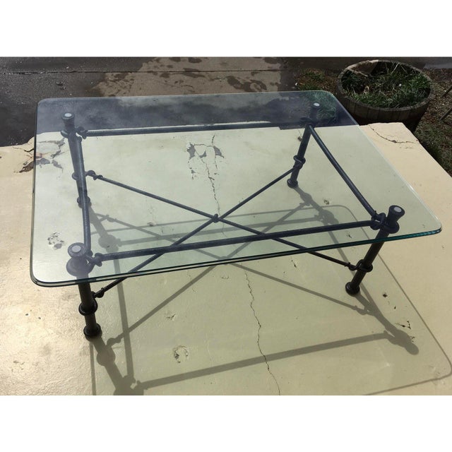 Mid-Century Modern Rectangular Wrought Iron Glass Top ...