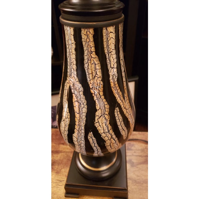 Mid-Century Modern 1990s Distressed Marble Finish Look Lamp With Bronze Pedestal Base For Sale - Image 3 of 9