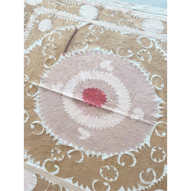 Textile Uzbek Suzani Tablecloth - Handmade Textile For Sale - Image 7 of 9