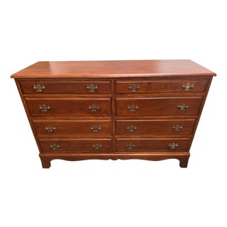 Mid 20th Century Maple Wood Double Dresser With Cherry Wood Stain For Sale