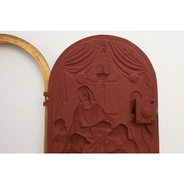 Neo‑Gothic Tabernacle Door with Gilded Bronze Last Supper Plaque, France, 1880 For Sale - Image 12 of 13